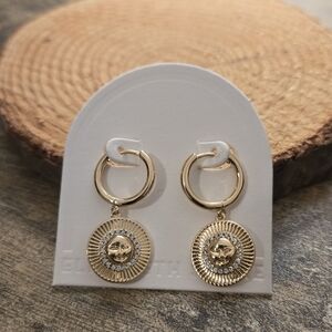 NEW Elizabeth Stone Gold Sunburst Huggie Hoop Earrings Celestial Gift Idea!